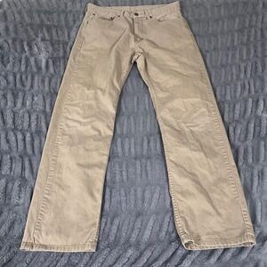Levis 505 Regular Fit Straight Leg Khaki Tan Pants Mens 34x32 (Measures 34x30)